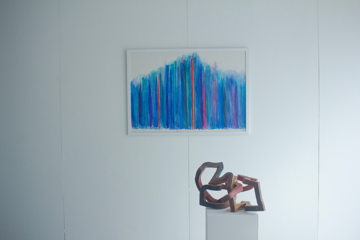 Gallery interior with abstract structural elements